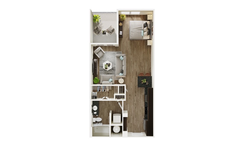 S2p - Studio floorplan layout with 1 bathroom and 652 square feet