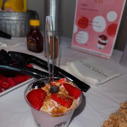 Create your own parfait cup here at the Leasing Office! We have a variety of different Greek yogurts, fruit and toppings for the perfect breakfast! 🍓🍧🫐
•
#residentevents #parfait #theflatsatrivernorth #nrpgroup #downtownliving Instagram post from @flatsatrivernorthapartments on June 25, 2024 10:53:17am
